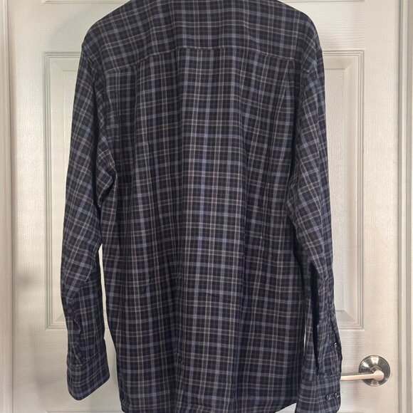 Joseph Abboud Long-sleeve Blue & Grey Plaid Button-down Shirt, XL - Picture 3 of 4